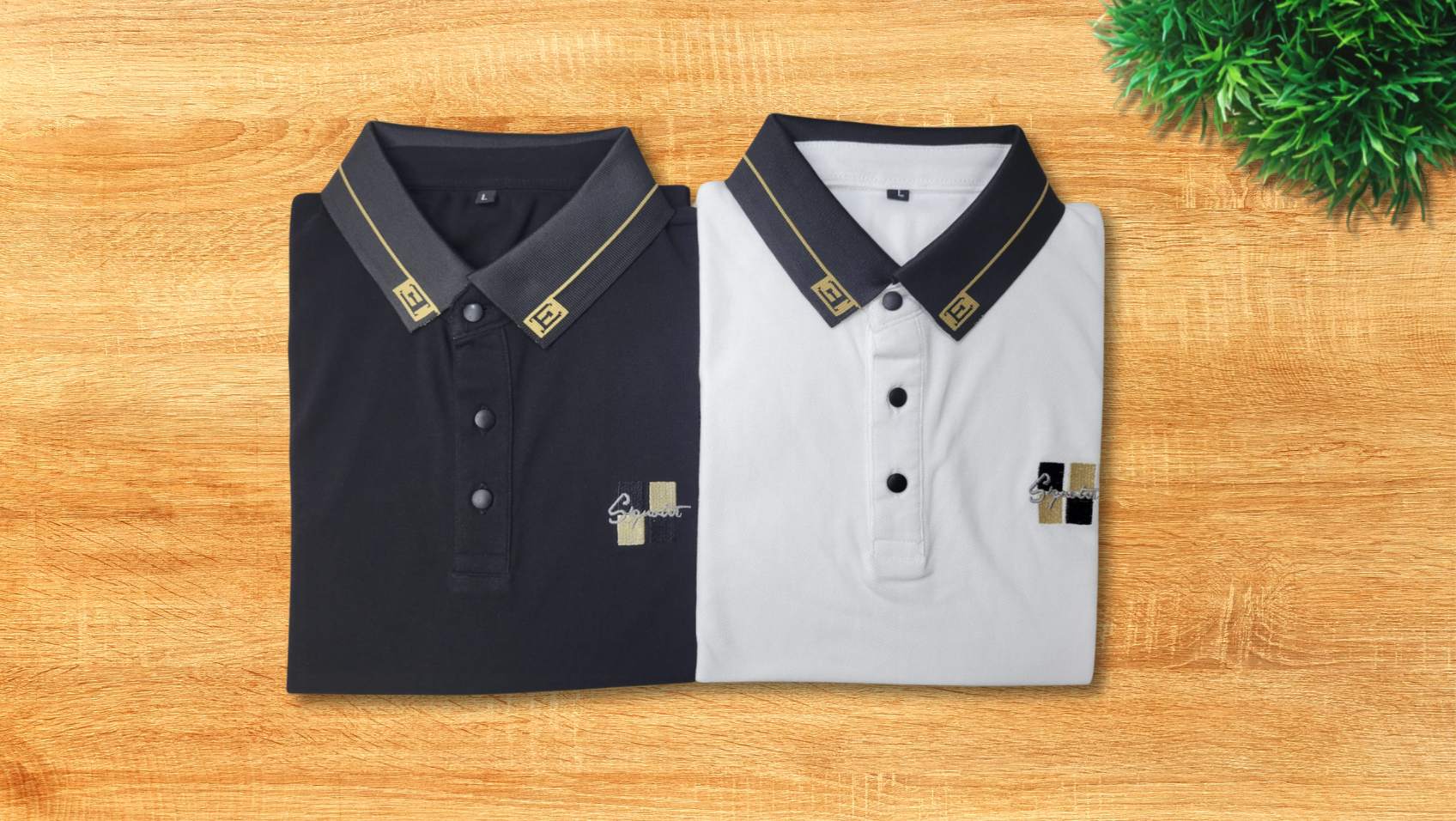 White & Black Cotton polo
